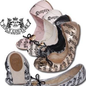 Juicy Couture Rose Platinum Metallic Ballet Flats